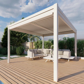 Pergola Aluminium Square 30x30 with 4 Drop Sides / White