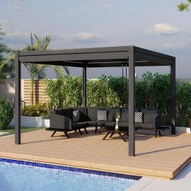 Pergola Aluminium Square 40x40 with 4 Drop Sides / Grey