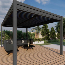 Pergola Aluminium Square 40x40 with 4 Drop Sides / Grey