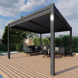 Pergola Aluminium Square 40x40 with 4 Drop Sides / Grey