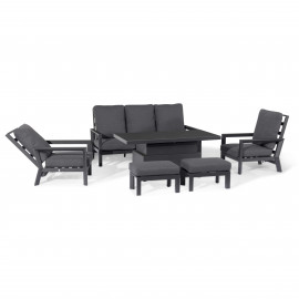 Manhattan Reclining 3 Seat Sofa Set with Rising Table & Footstools