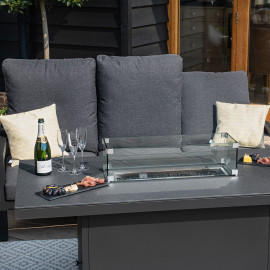 Manhattan Reclining 3 Seat Sofa Set with Fire Pit Table & Footstools