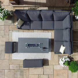 Manhattan Reclining Corner Dining Set with Fire Pit Table & Armchair