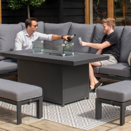Manhattan Reclining Corner Dining Set with Fire Pit Table & Armchair