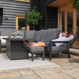 Manhattan Reclining Corner Dining Set with Fire Pit Table & Armchair