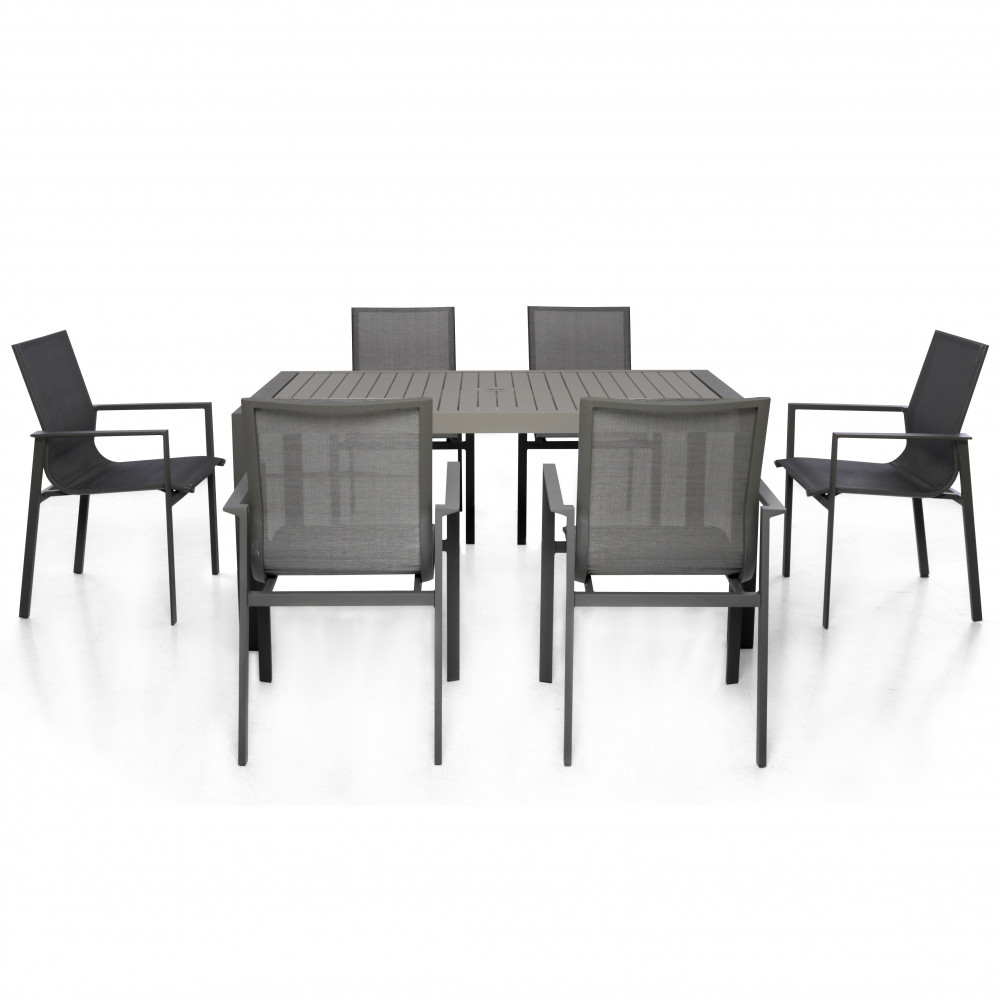New York 6 Seat Rectangular Dining Set / Grey