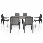New York 6 Seat Rectangular Dining Set / Grey