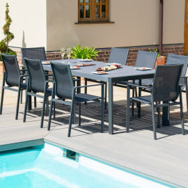 New York 8 Seat Rectangular Dining Set / Grey