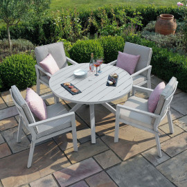 New York 4 Seat Round Dining Set / White