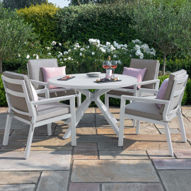 New York 4 Seat Round Dining Set / White