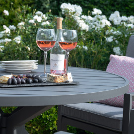 New York 4 Seat Round Dining Set / Grey