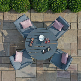 New York 4 Seat Round Dining Set / Grey