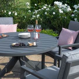 New York 4 Seat Round Dining Set / Grey