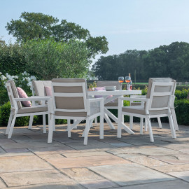 New York 6 Seat Round Dining Set / White