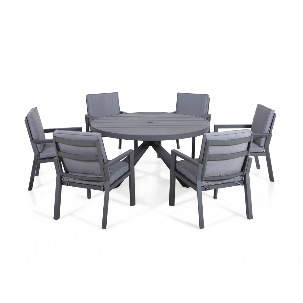 New York 6 Seat Round Dining Set / Grey