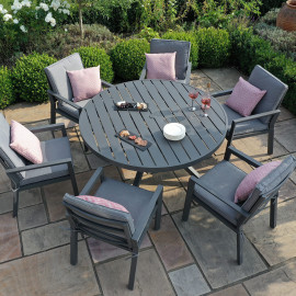 New York 6 Seat Round Dining Set / Grey