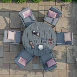 New York 6 Seat Round Dining Set / Grey