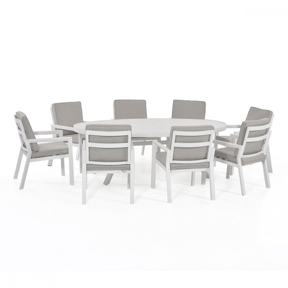 New York 8 Seat Oval Dining Set / White