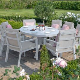 New York 8 Seat Oval Dining Set / White