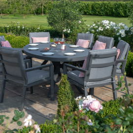 New York 8 Seat Oval Dining Set / Grey