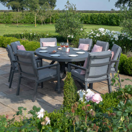 New York 8 Seat Oval Dining Set / Grey
