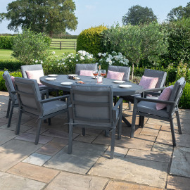 New York 8 Seat Oval Dining Set / Grey