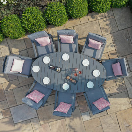 New York 8 Seat Oval Dining Set / Grey