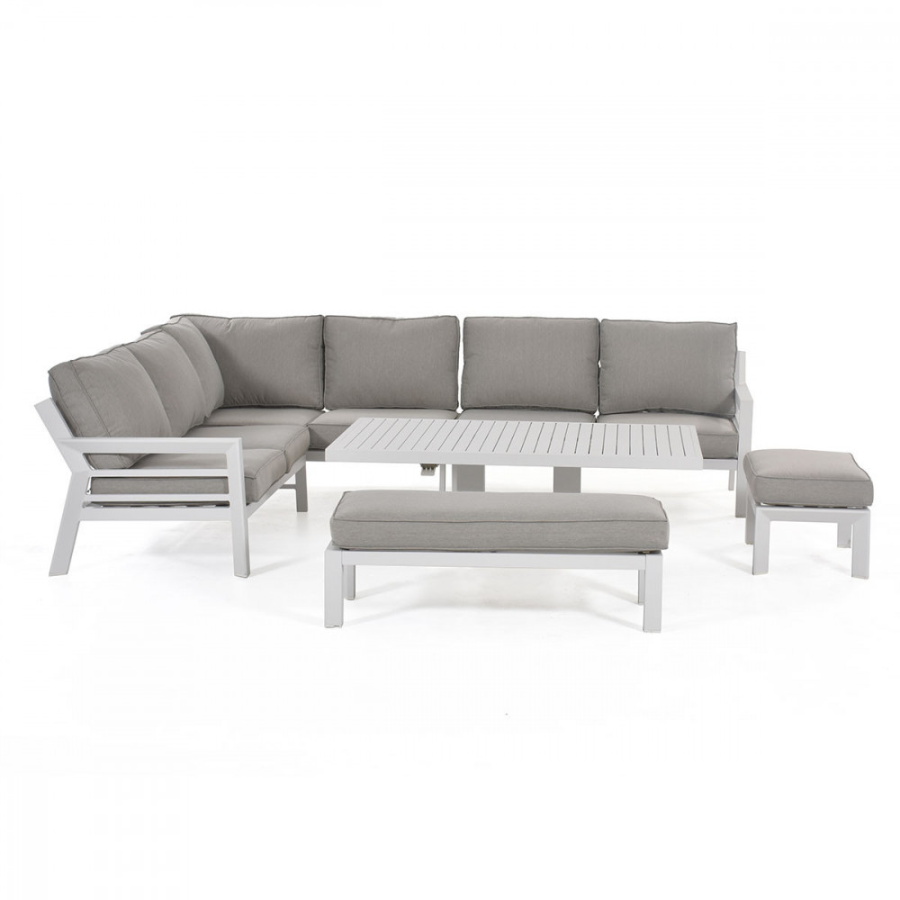 New York Corner Dining Set with Rising Table / White