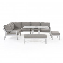 New York Corner Dining Set with Rising Table / White