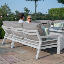 New York U-Shaped Sofa Set with Fire Pit Table / White