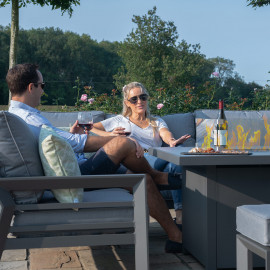 New York U-Shaped Sofa Set with Fire Pit Table / Grey