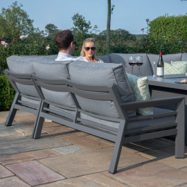New York U-Shaped Sofa Set with Fire Pit Table / Grey