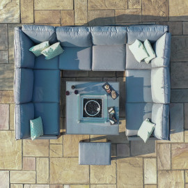 New York U-Shaped Sofa Set with Fire Pit Table / Grey
