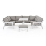 New York U-Shaped Sofa Set with Rising Table / White