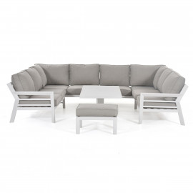 New York U-Shaped Sofa Set with Rising Table / White