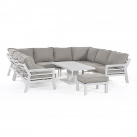 New York U-Shaped Sofa Set with Rising Table / White
