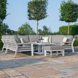New York U-Shaped Sofa Set with Rising Table / White