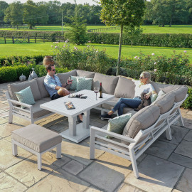 New York U-Shaped Sofa Set with Rising Table / White