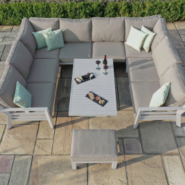 New York U-Shaped Sofa Set with Rising Table / White