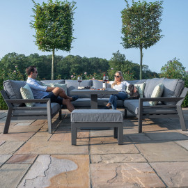New York U-Shaped Sofa Set with Rising Table / Grey