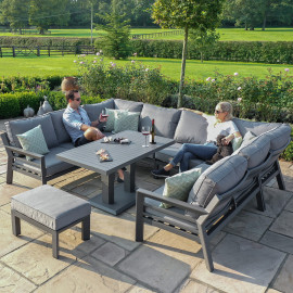 New York U-Shaped Sofa Set with Rising Table / Grey