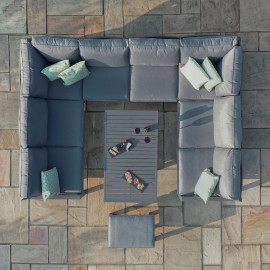 New York U-Shaped Sofa Set with Rising Table / Grey