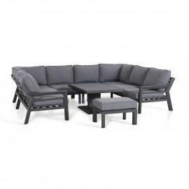 New York U-Shaped Sofa Set with Rising Table / Grey