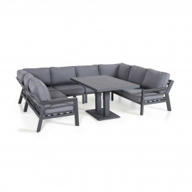 New York U-Shaped Sofa Set with Rising Table / Grey