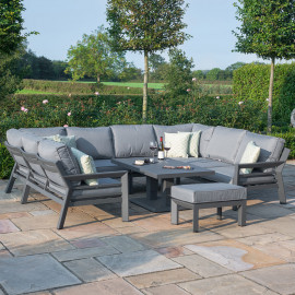 New York U-Shaped Sofa Set with Rising Table / Grey