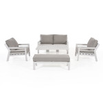New York 2 Seat Sofa Set with Rising Table / White