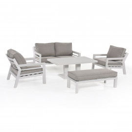 New York 2 Seat Sofa Set with Rising Table / White