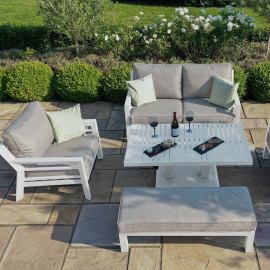 New York 2 Seat Sofa Set with Rising Table / White