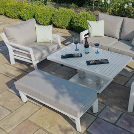 New York 2 Seat Sofa Set with Rising Table / White