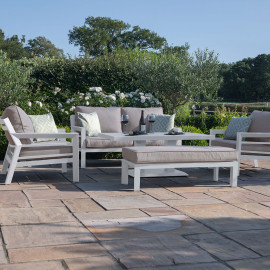 New York 2 Seat Sofa Set with Rising Table / White